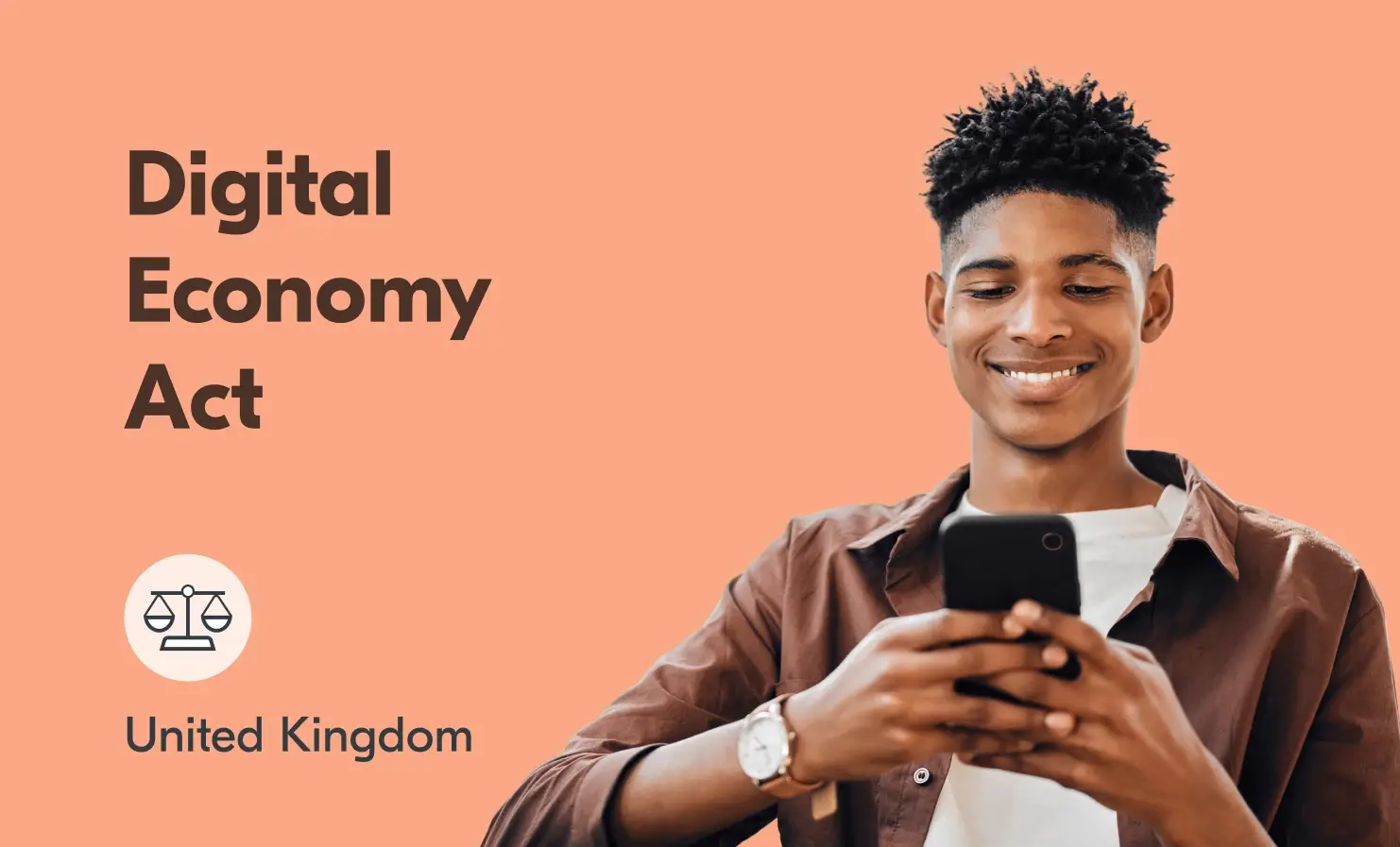 Image of a young boy looking at his phone. The accompanying text reads "Digital Economy Act - United Kingdom".