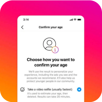 Instagram age confirmation screen