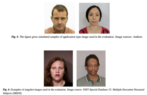 Fig. 5. The figure gives simulated samples of application type image used in the evaluation. Image source: Authors. Fig. 4. Examples of mugshot images used in the evaluation. Image source: NIST Special Database 32: Multiple Encounter Deceased Subjects (MEDS).