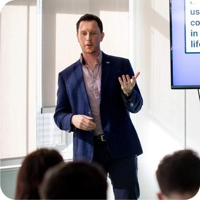 John Abbott of Yoti presenting to a group of people