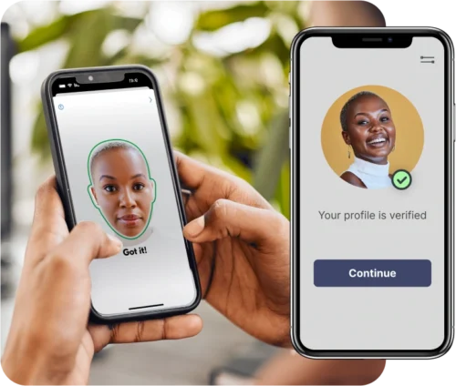 User authenticating their profile with a face scan