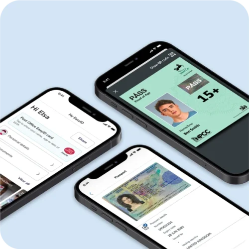 Three digital ID app screens